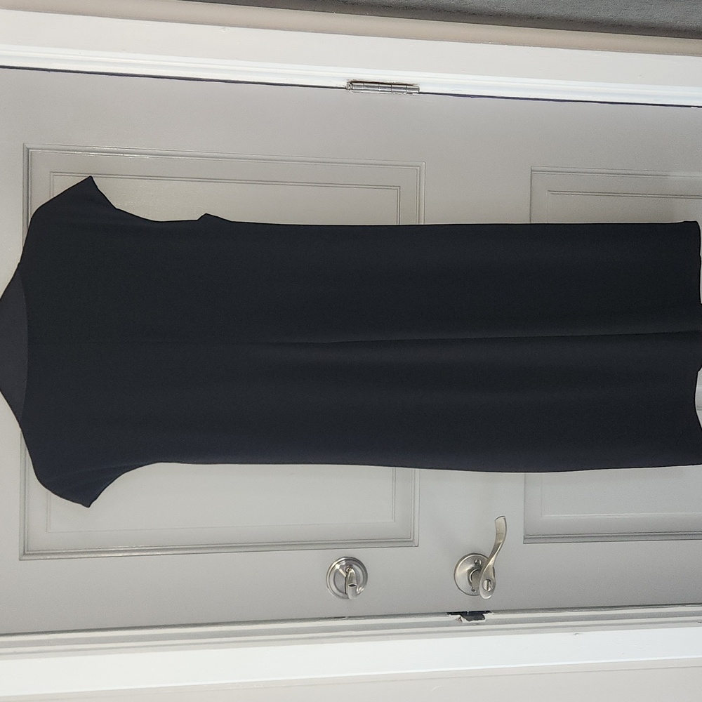 American Living Black Ruched Asymmetrical "Tuxedo" Dress Sz. 16 - Picture 6 of 10